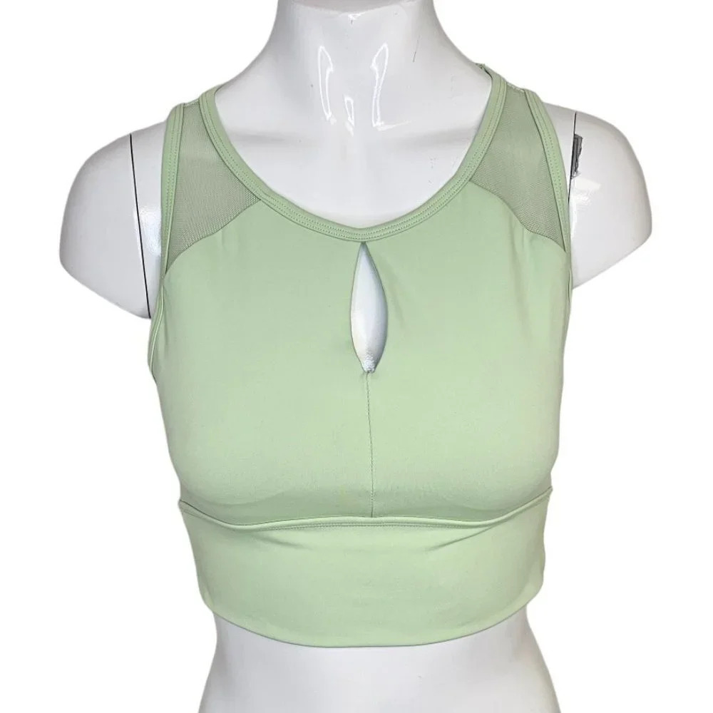Buff Bunny Womens  Step Up Cropped Active Tank Keyhole Green Size Small